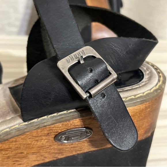 BONGO Leather Chunky Wood Platform Sandals Black - Size 10M - Picture 10 of 10